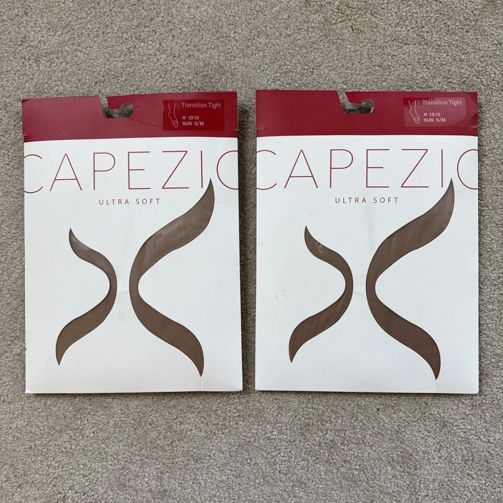 (2) Capezio Women's Ultra Soft Transition Tight #1916 SUN S/M Adult Ballet NEW!
